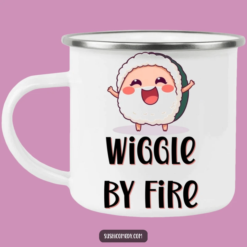 Funny Cheerful Tuna Sushi Camping Mug: Outdoor Excitement, Perfect Funny Gift