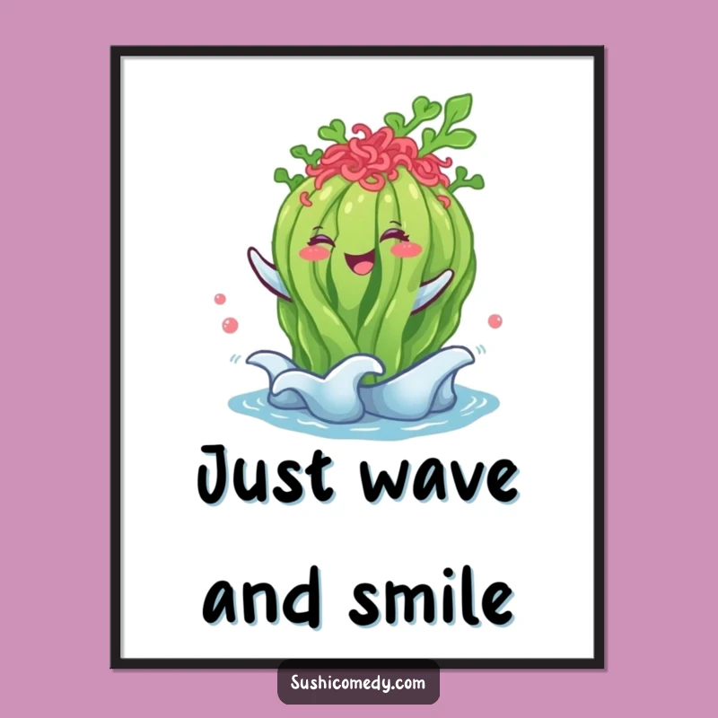 Funny Seaweed Salad Digital Art: Instant Happy Waves