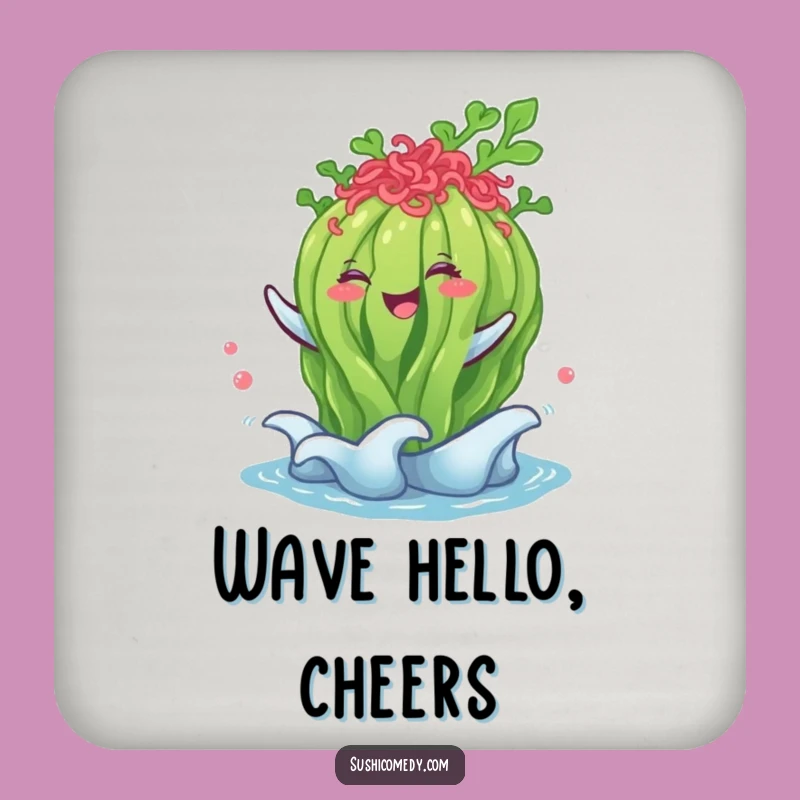 Funny Seaweed Salad Coasters: Protect Surfaces with Happy Waves