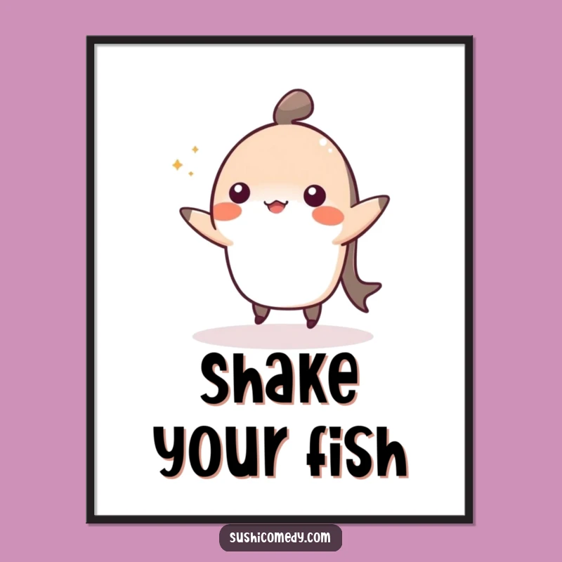 Funny Cheerful Nigiri Dance Poster - Cute Sushi Lover Wall Art Gift