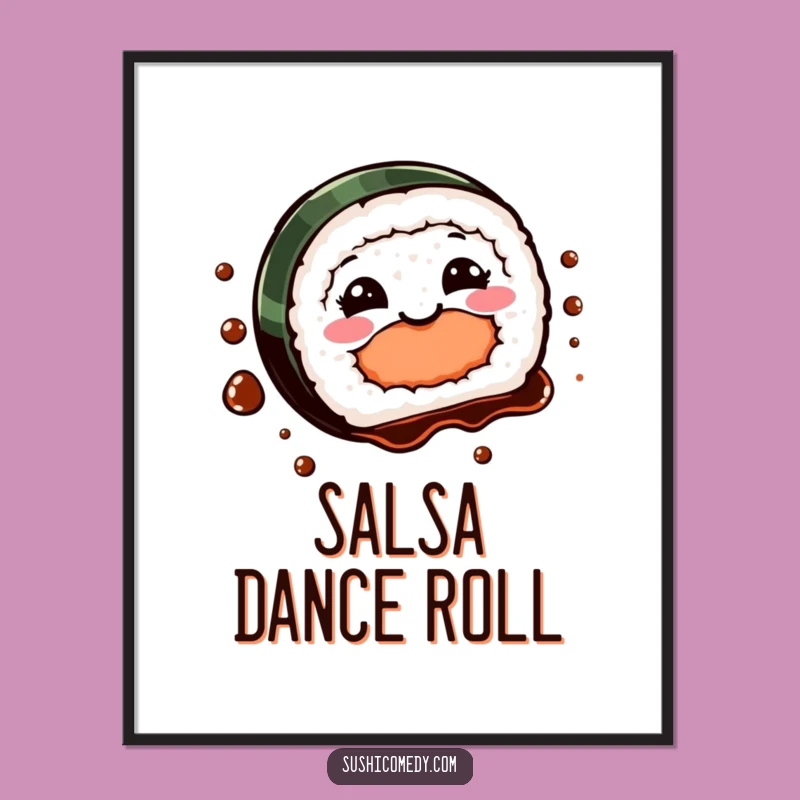 Funny Sushi Spin Poster: Whimsical Wall Art, Delightful Humorous Gift