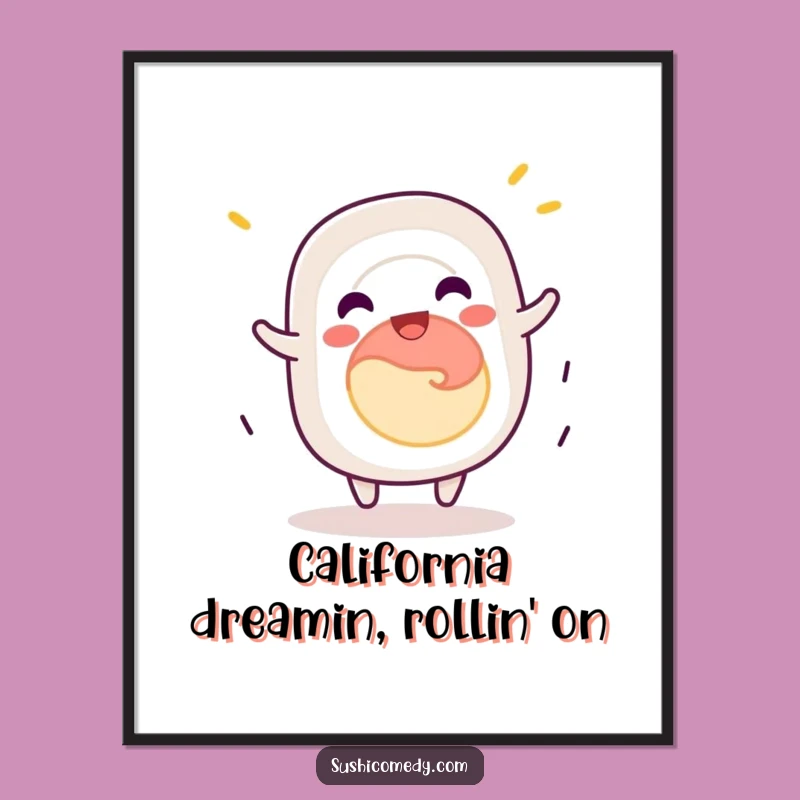 Free Printable California Roll Wall Art - Funny Spinning Sushi Decor!