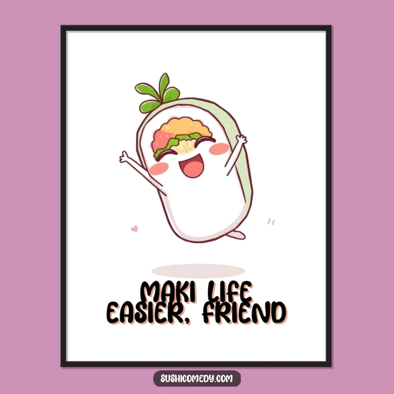 Free Printable Wall Art: Cartwheeling Maki Roll - Fun Downloadable Decor for a Lively Space