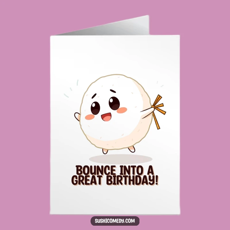 Free Printable Birthday Card: Giggling Rice Ball Downloadable Gift for a Fun Celebration