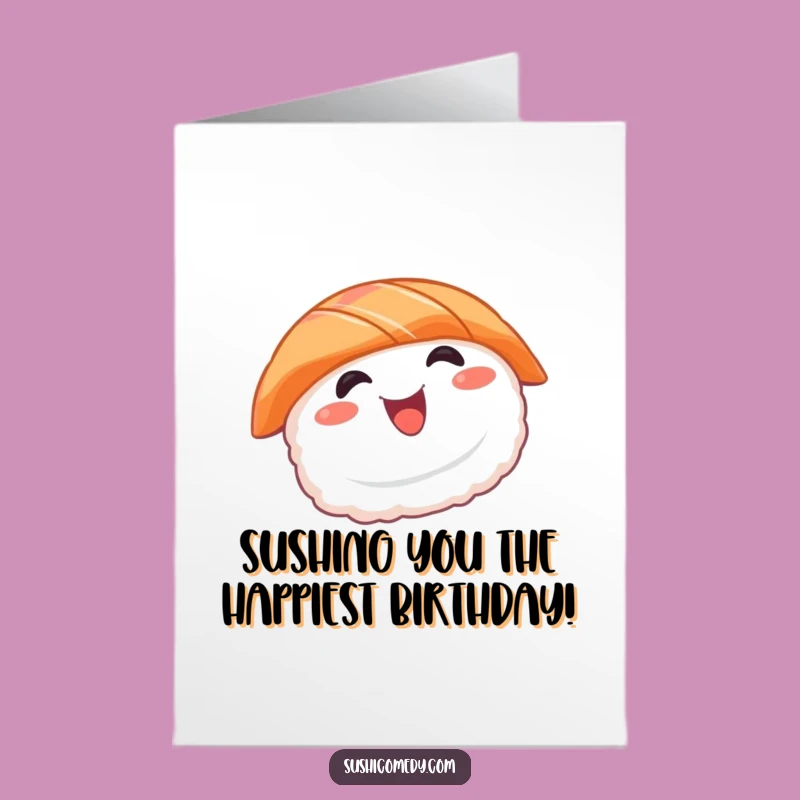 Free Printable Sushi Birthday Card: Funny Salmon Spin Downloadable Gift!