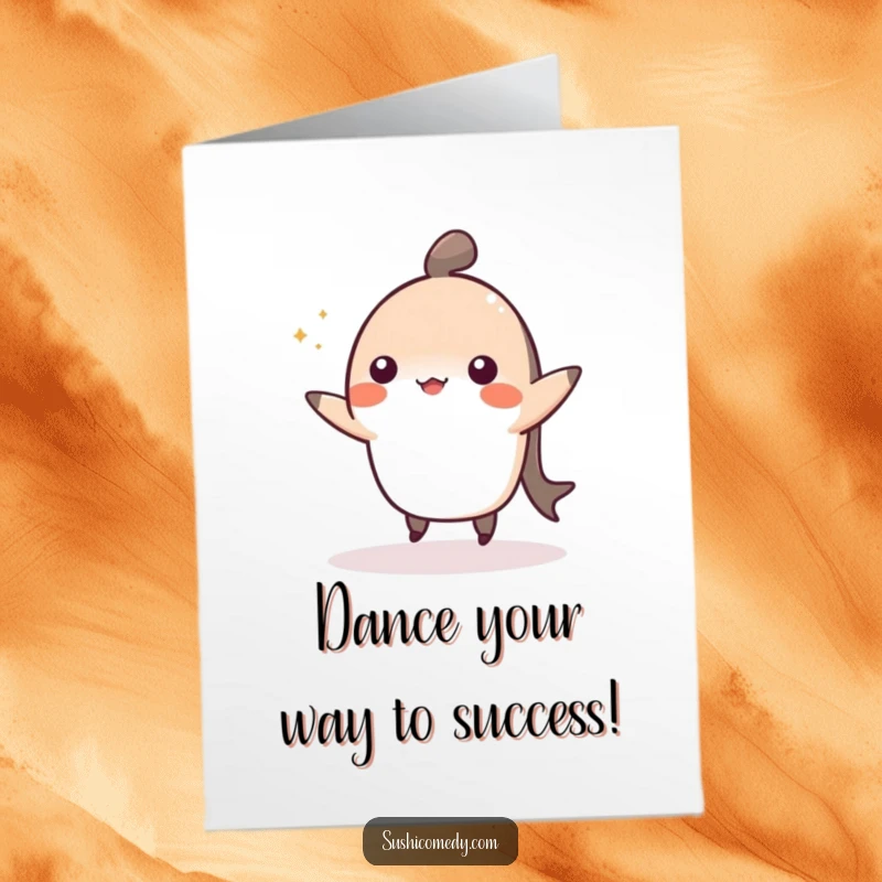 Funny Free Printable Congratulations Card: A cheerful nigiri doing a lively dance, celebrating a fantastic accomplishment.