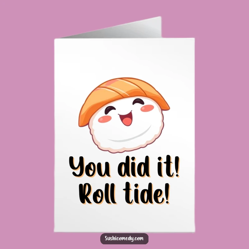 Free Printable Sushi Congrats Card: Funny Salmon Spin Downloadable Gift!
