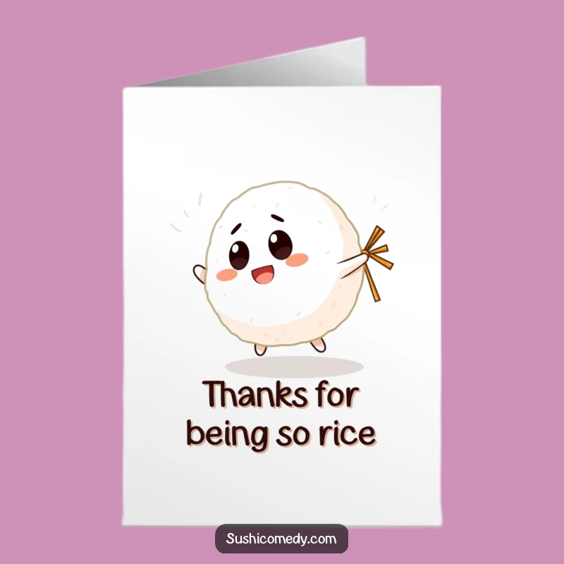 Free Printable Thank You Card: Giggling Rice Ball Downloadable Gift for Appreciation