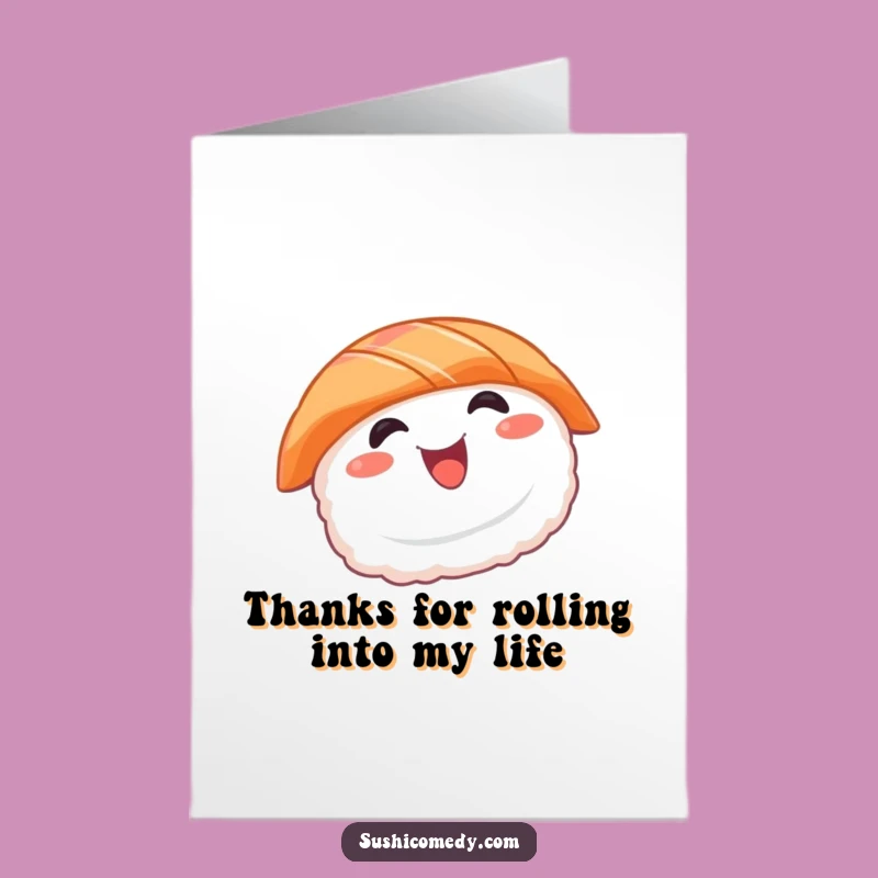 Free Printable Sushi Thank You Card: Funny Salmon Spin Downloadable Gift!