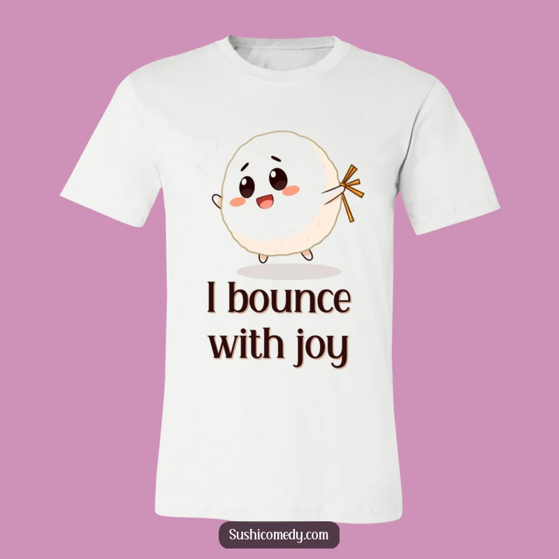 Funny Giggling Rice Ball T-Shirt: Bouncy Character Tee, Ideal Humorous Gift